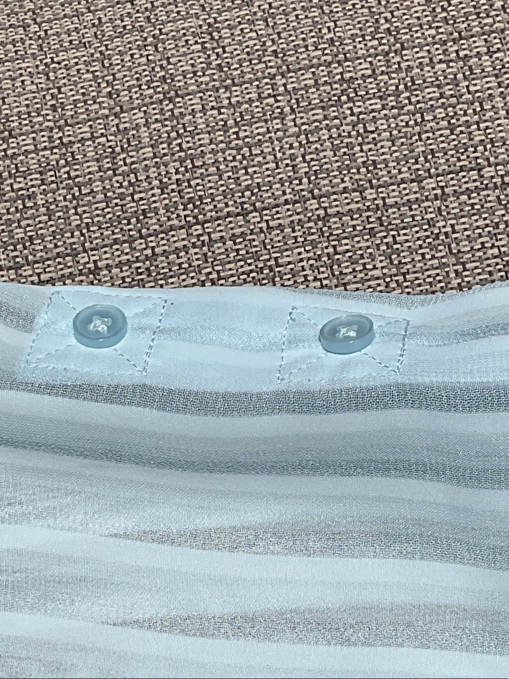 Express Light Blue Button-Up Sheer Blouse - Picture 7 of 7
